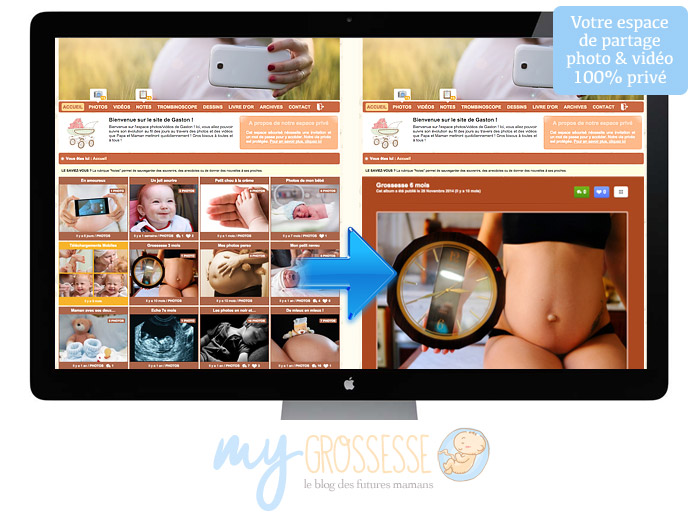 Votre espace grossesse privé pour partager l'évolution de votre grossesse avec vos proches