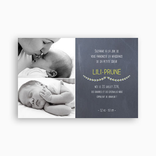 Un joli faire-part naissance ardoise pour annoncer la naissance de votre petit ange